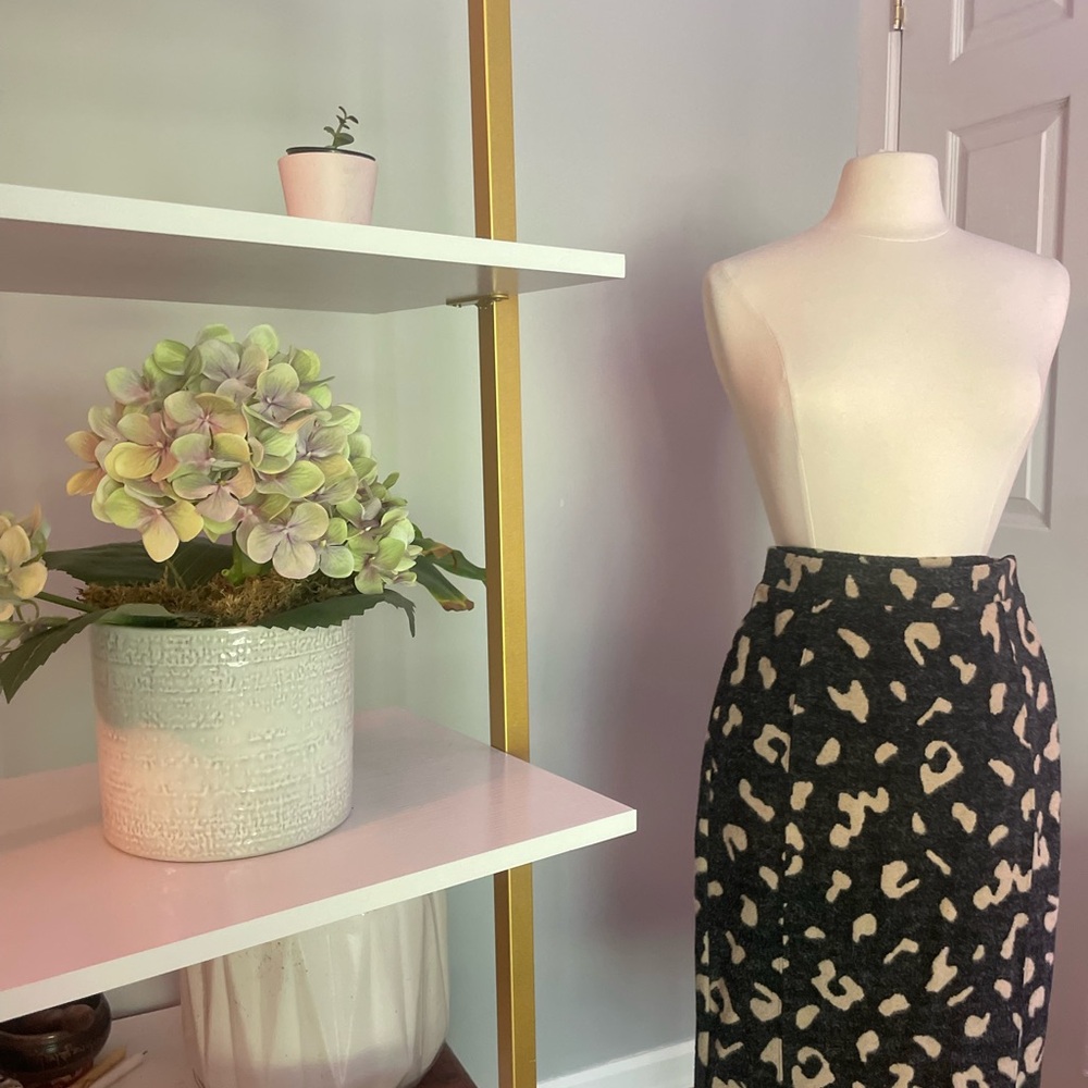 Anthropology Maeve felt Leopard Print Midi Skirt Sz XS